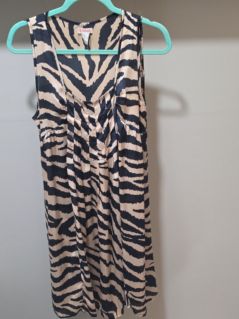 Sleeveless Zebra-Print Midi Dress in Beige and Black by Unknown Brand